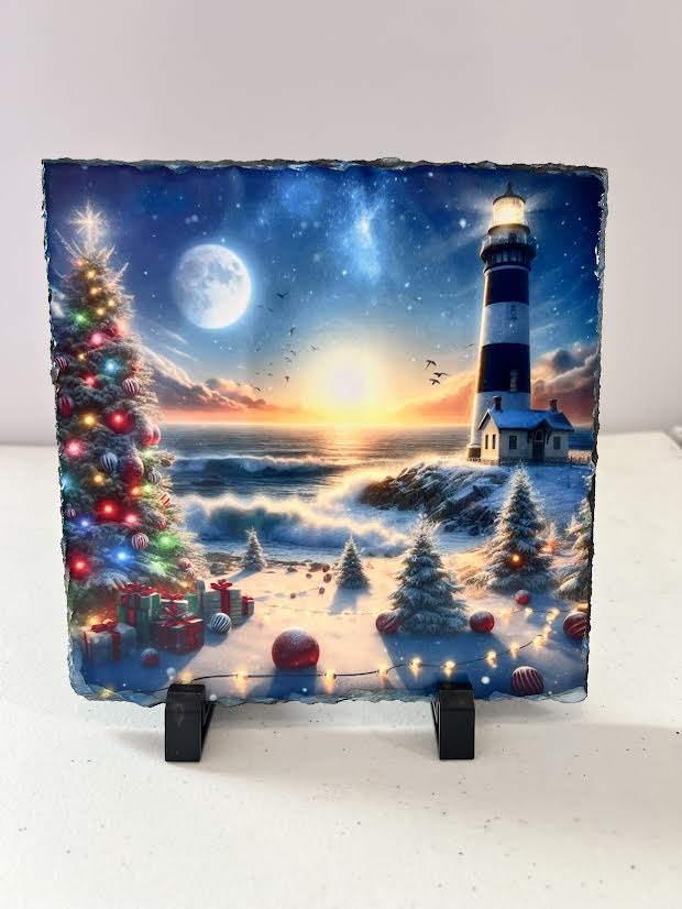 Light House Christmas Rock Slate