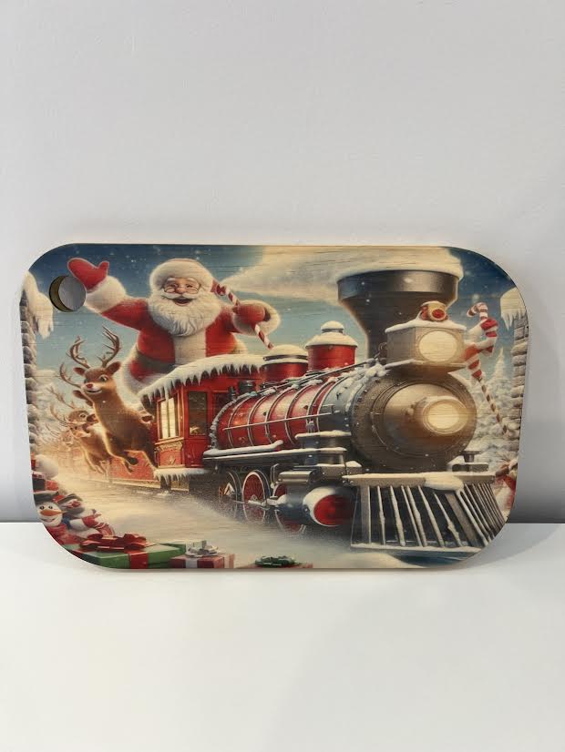 Santa on the Train Cutting Board