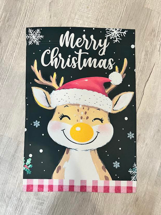 Merry Christmas Reindeer Garden Flag