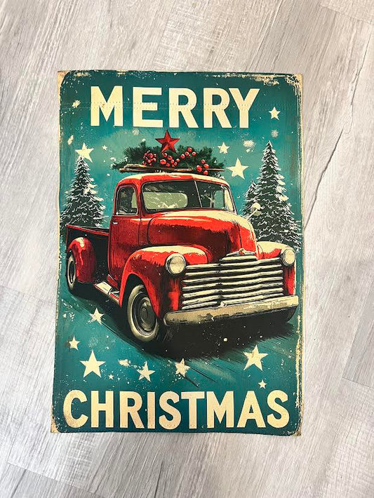 Merry Christmas Red Truck Garden Flag