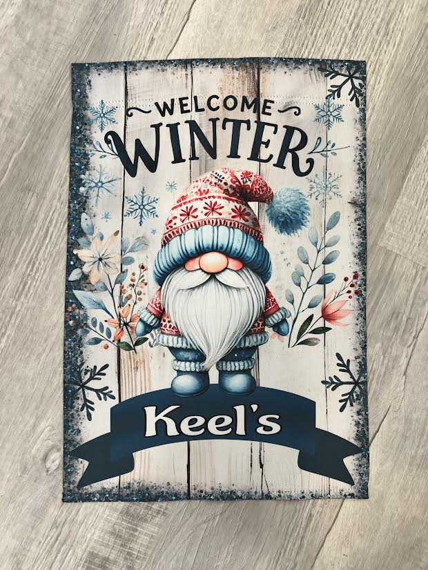 Welcome Winter Personalized Garden Flag