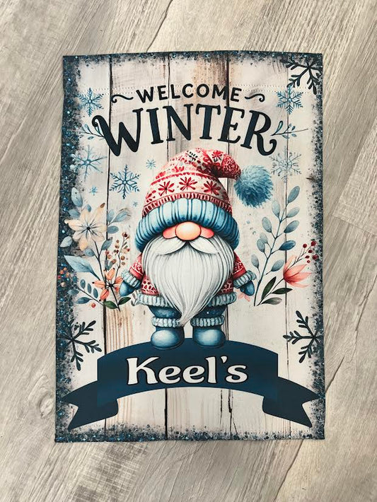 Welcome Winter Personalized Garden Flag