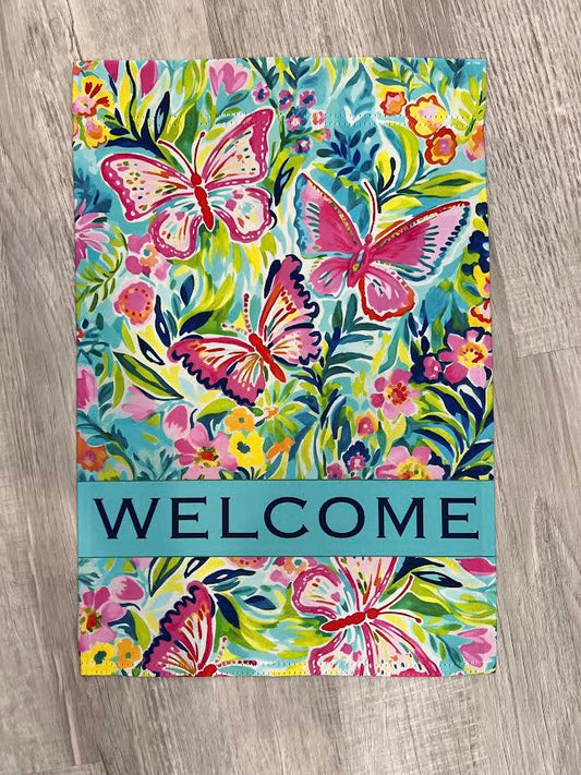 Welcome Butterfly Flag