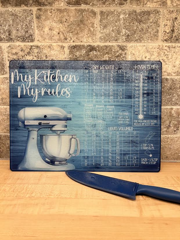 My Kitchen My Rules Glass Cutting Board
