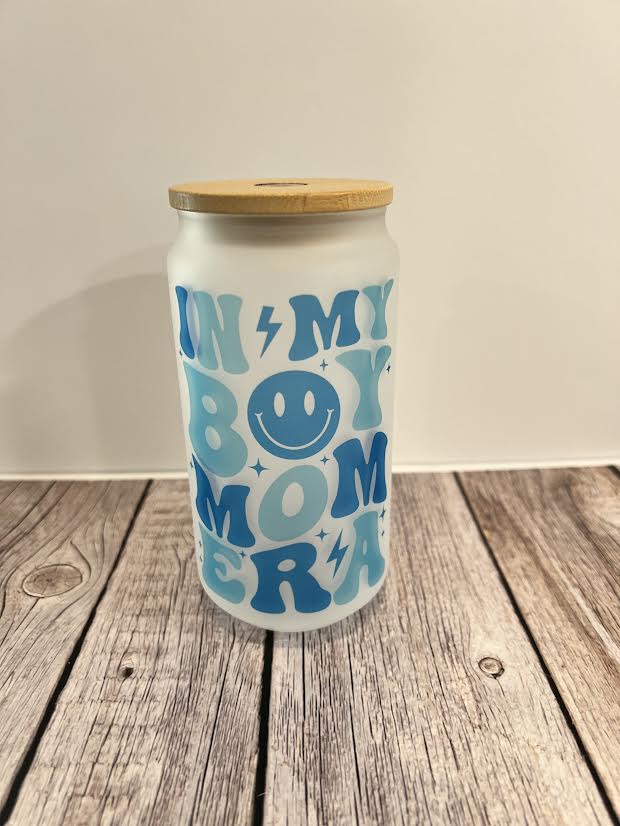In my Boy Mom Era Frosted Glass Cup