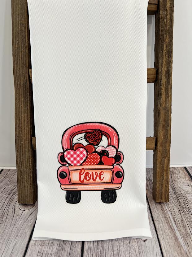 Love Pink Truck Hand Towel