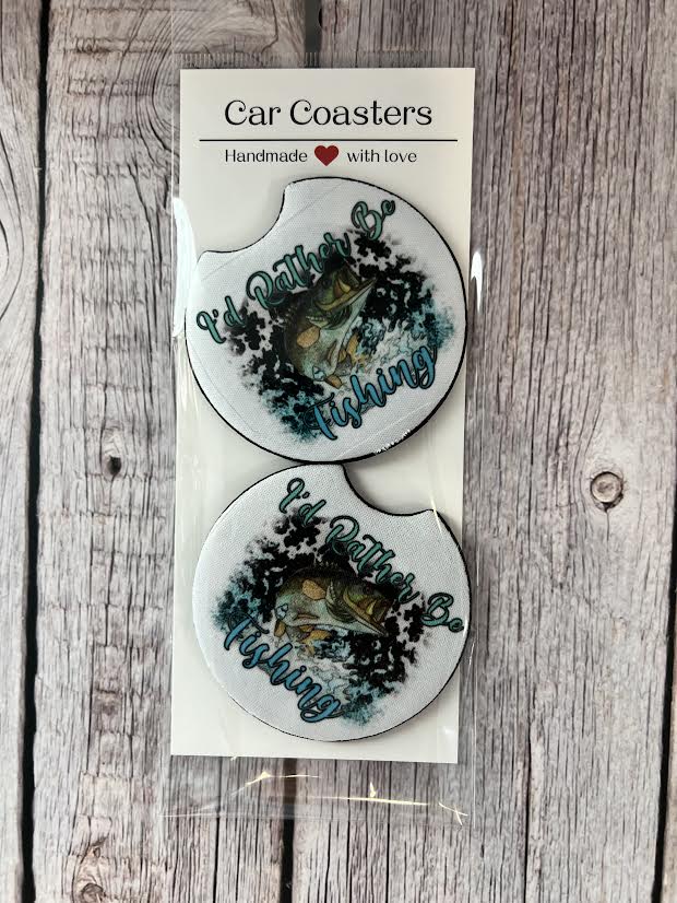 I'd rather be Fishing Car Coasters