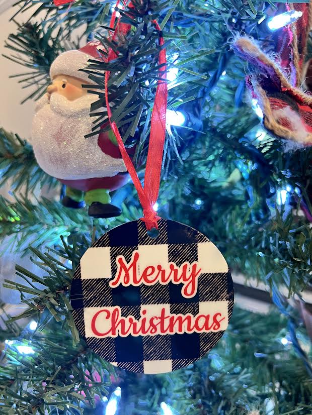 Merry Christmas , Black and White Ornament