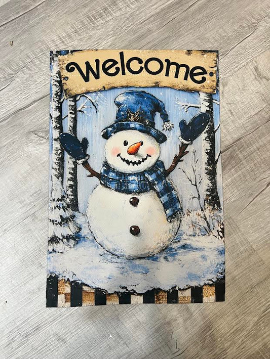 Welcome Snowman Garden Flag