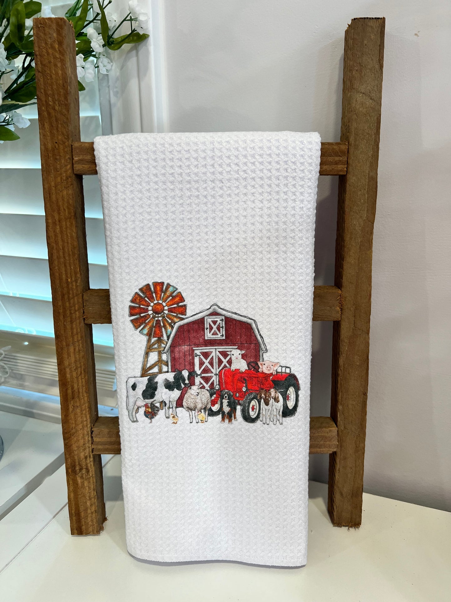 Red Barn w/Animals Hand Towel