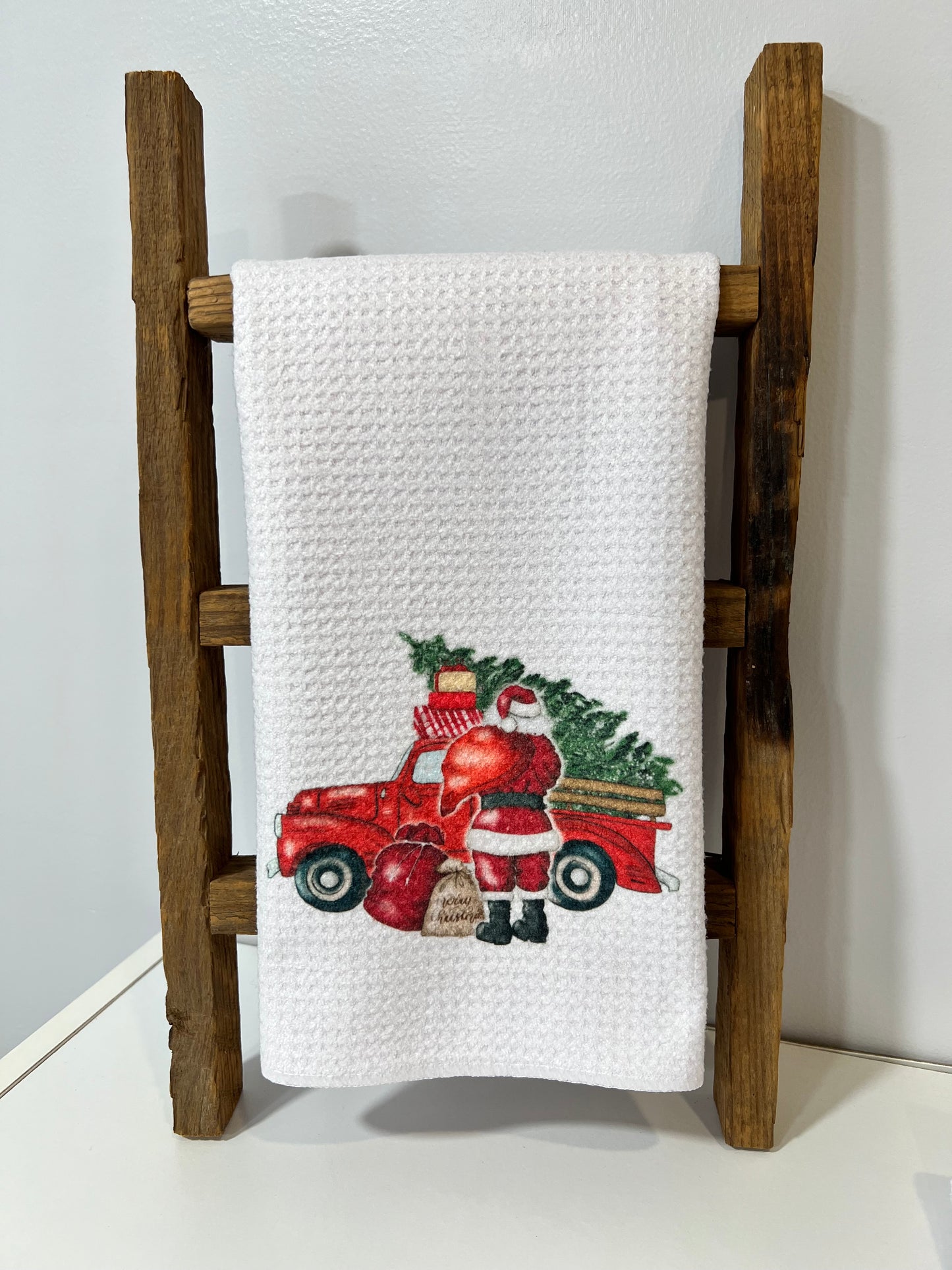Red Truck with tree & Santa Claus