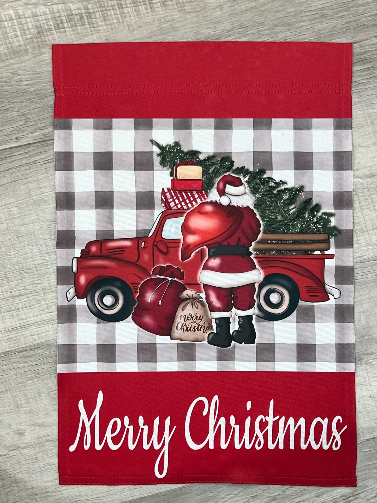 Santa w/Red Truck Garden Flag