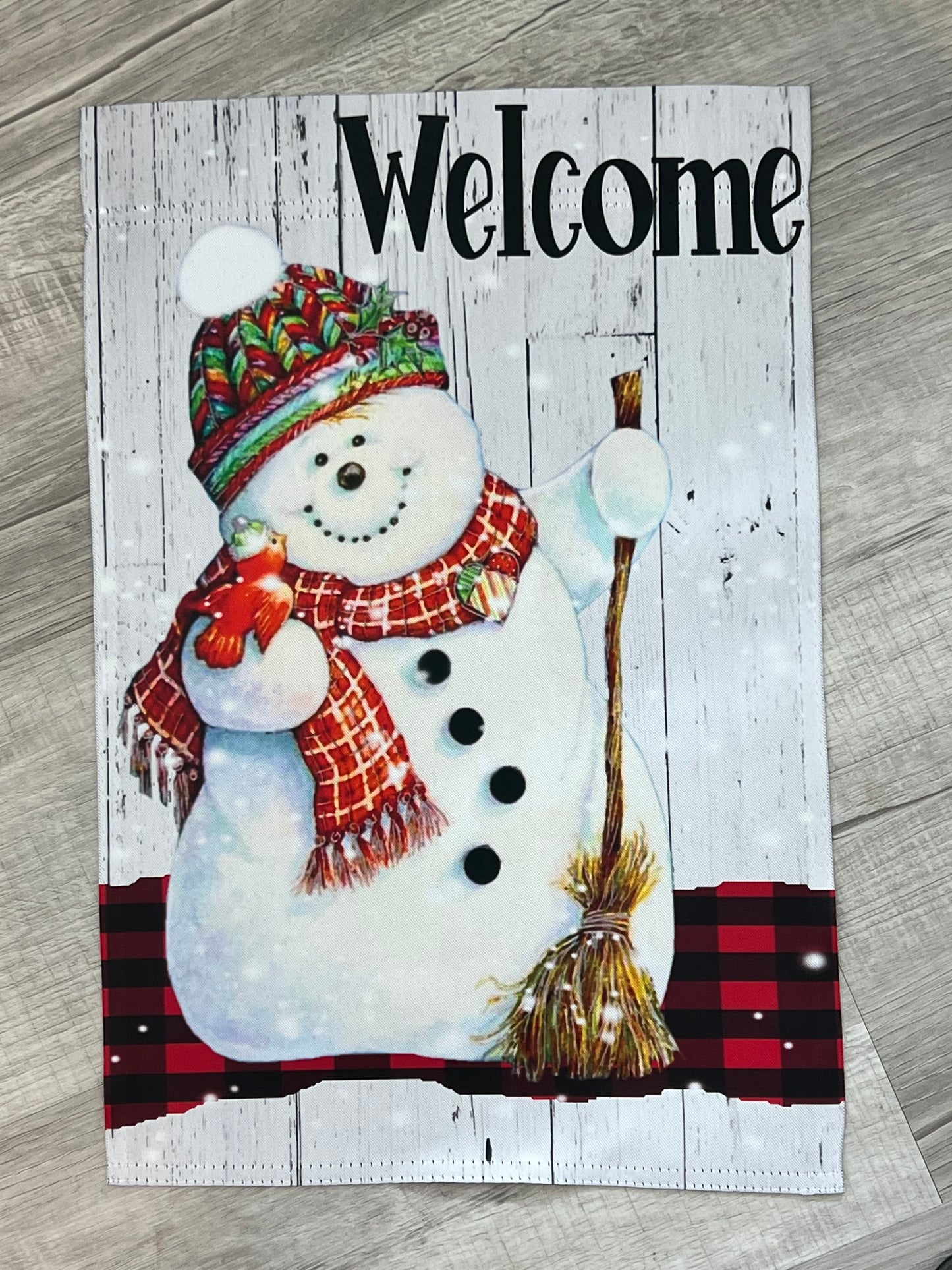 Welcome Snowman Garden Flag