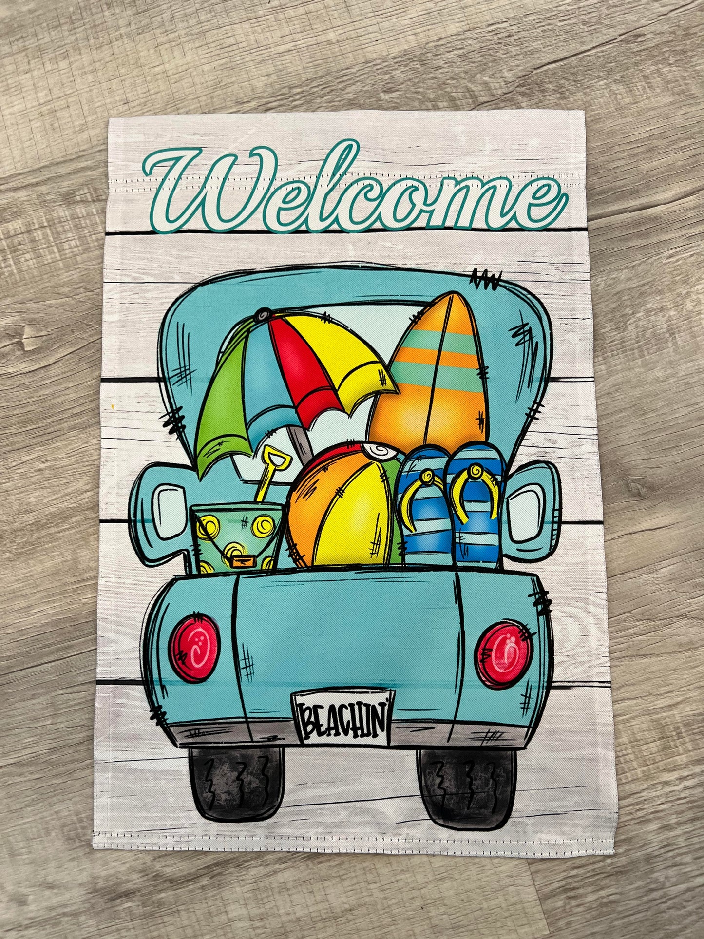 Beachin' Truck Welcome Garden Flag