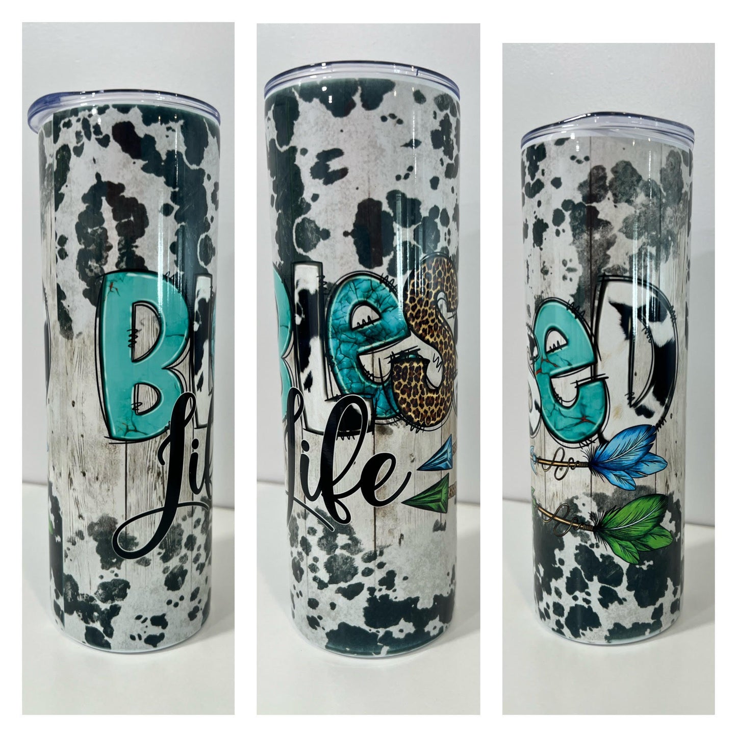 Blessed Life Cow Print 20 oz Tumbler
