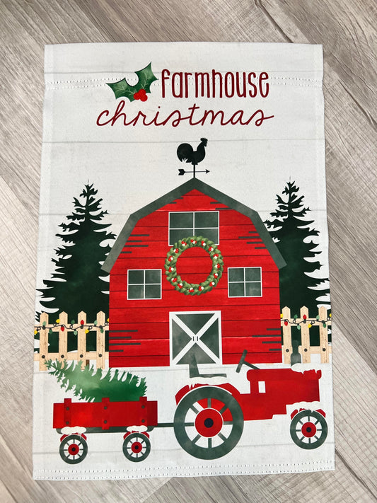 Farm House Christmas Garden Flag