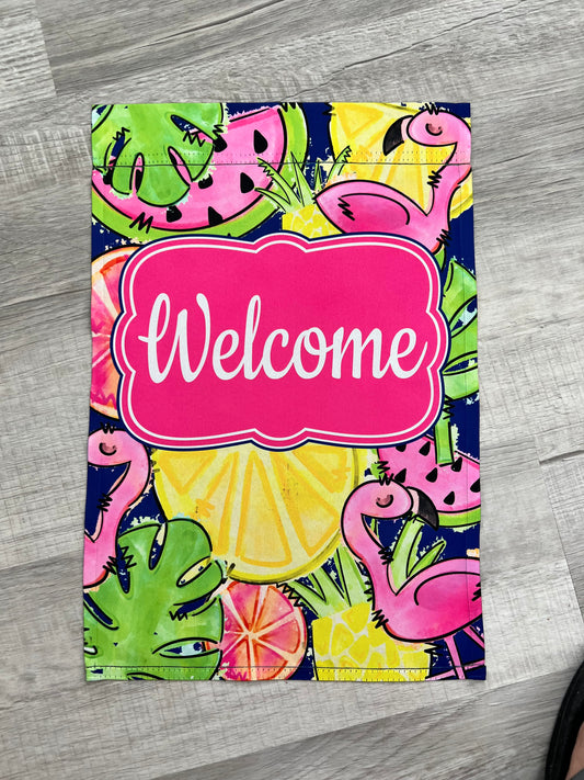 Flamingo Welcome Garden Flag