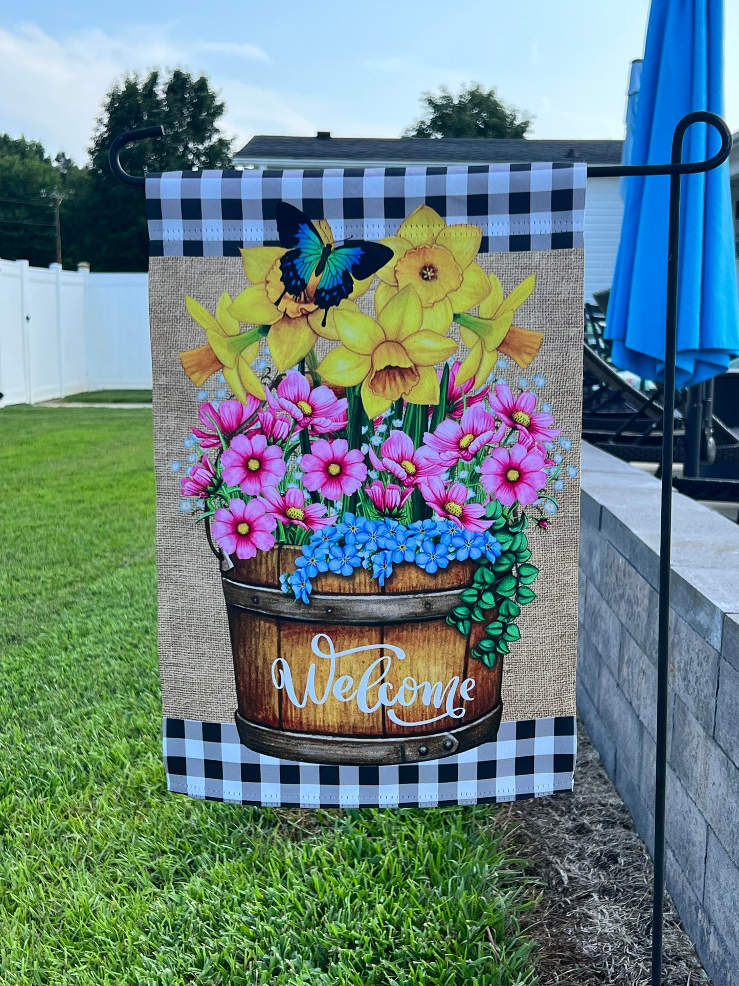 Flower Pot Welcome Garden Flag