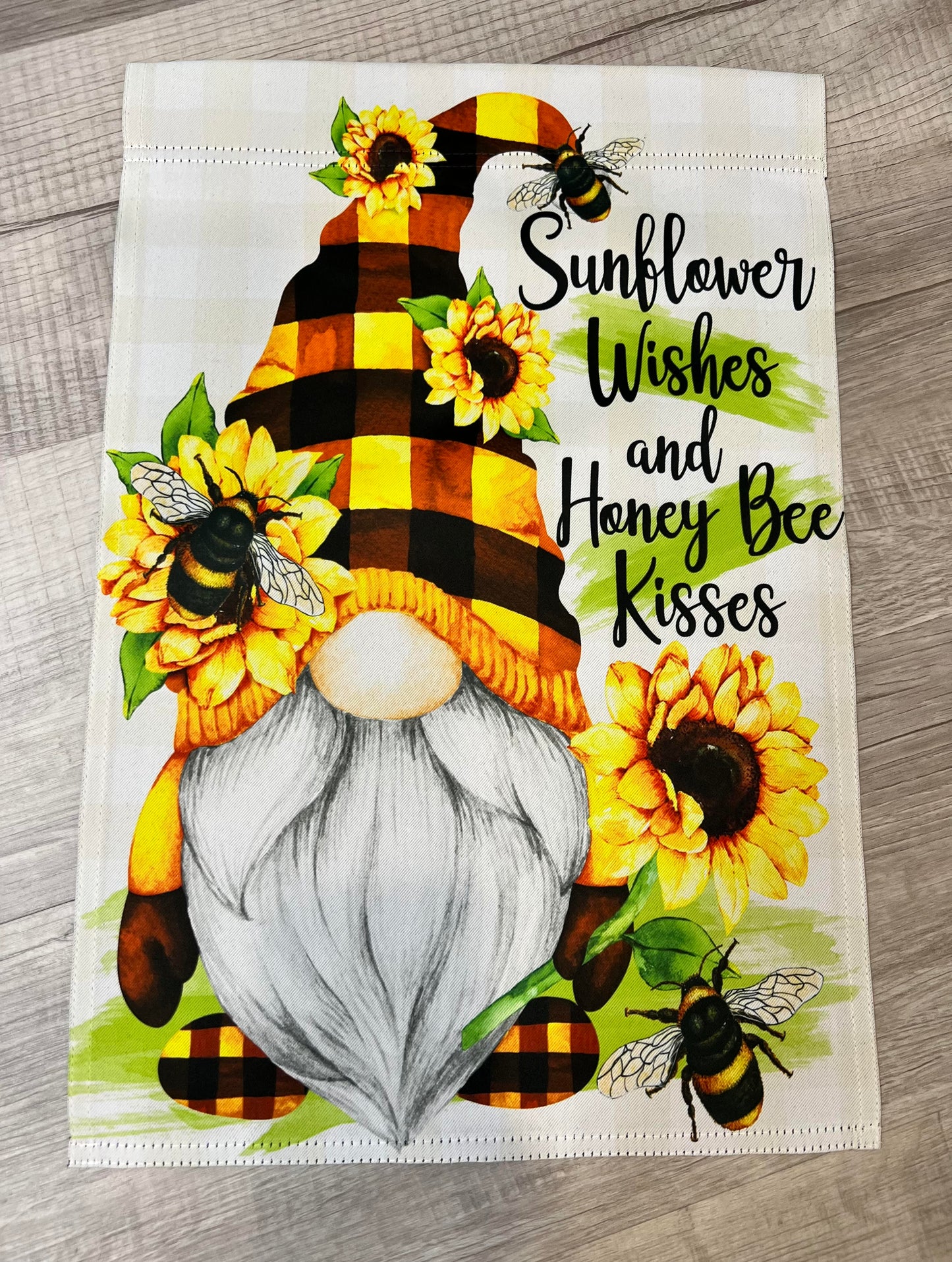 Sunflower Wishes and Honey Bee Kisses Garden Flag