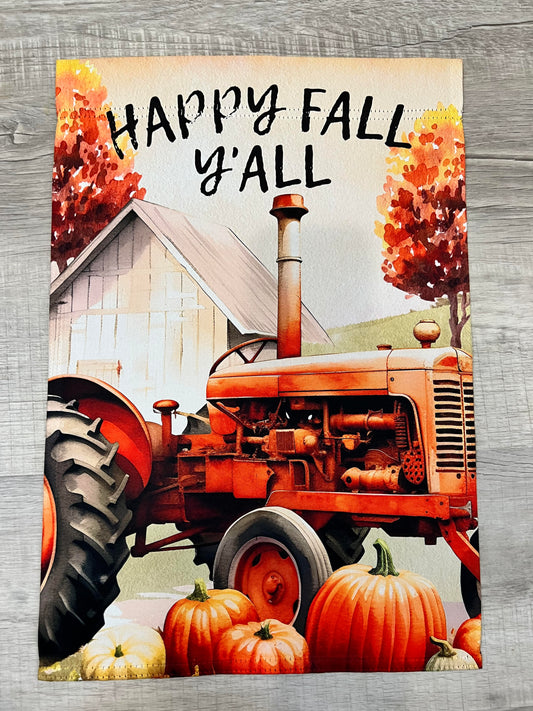 Happy Fall Y'all Tractor Garden Flag