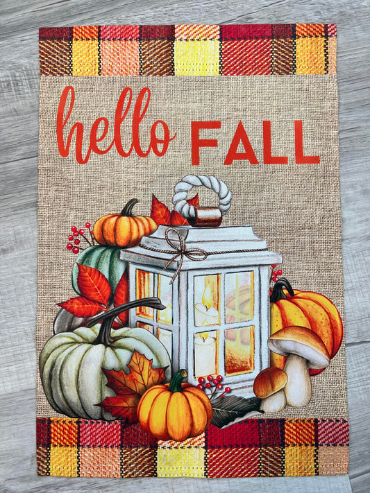 Hello Fall Lantern Garden Flag