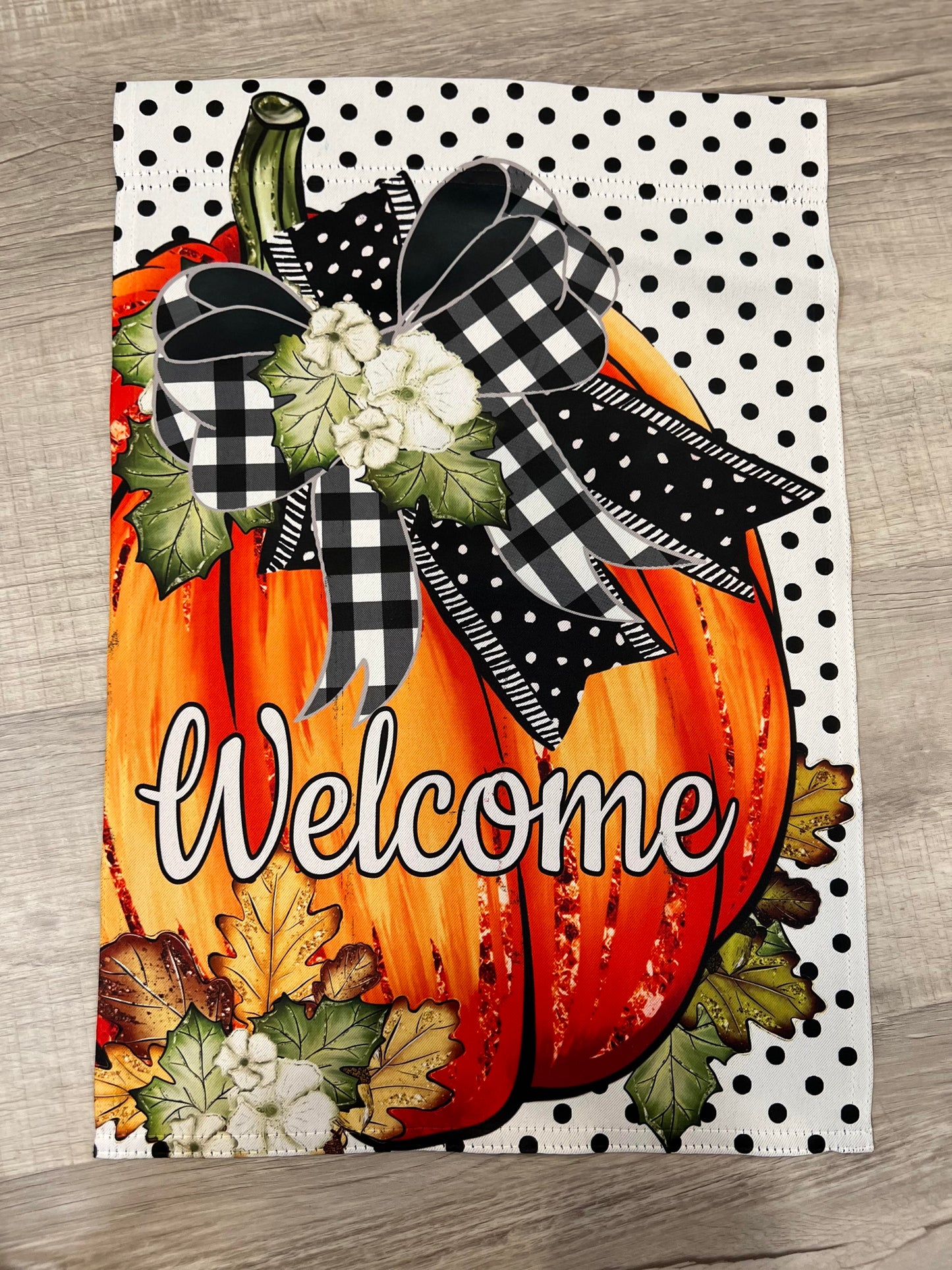 Large Pumpkin Welcome Garden Flag