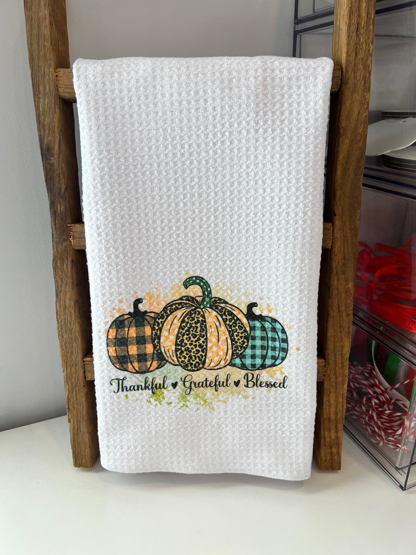 Thankful Grateful Blessed Hand Towel