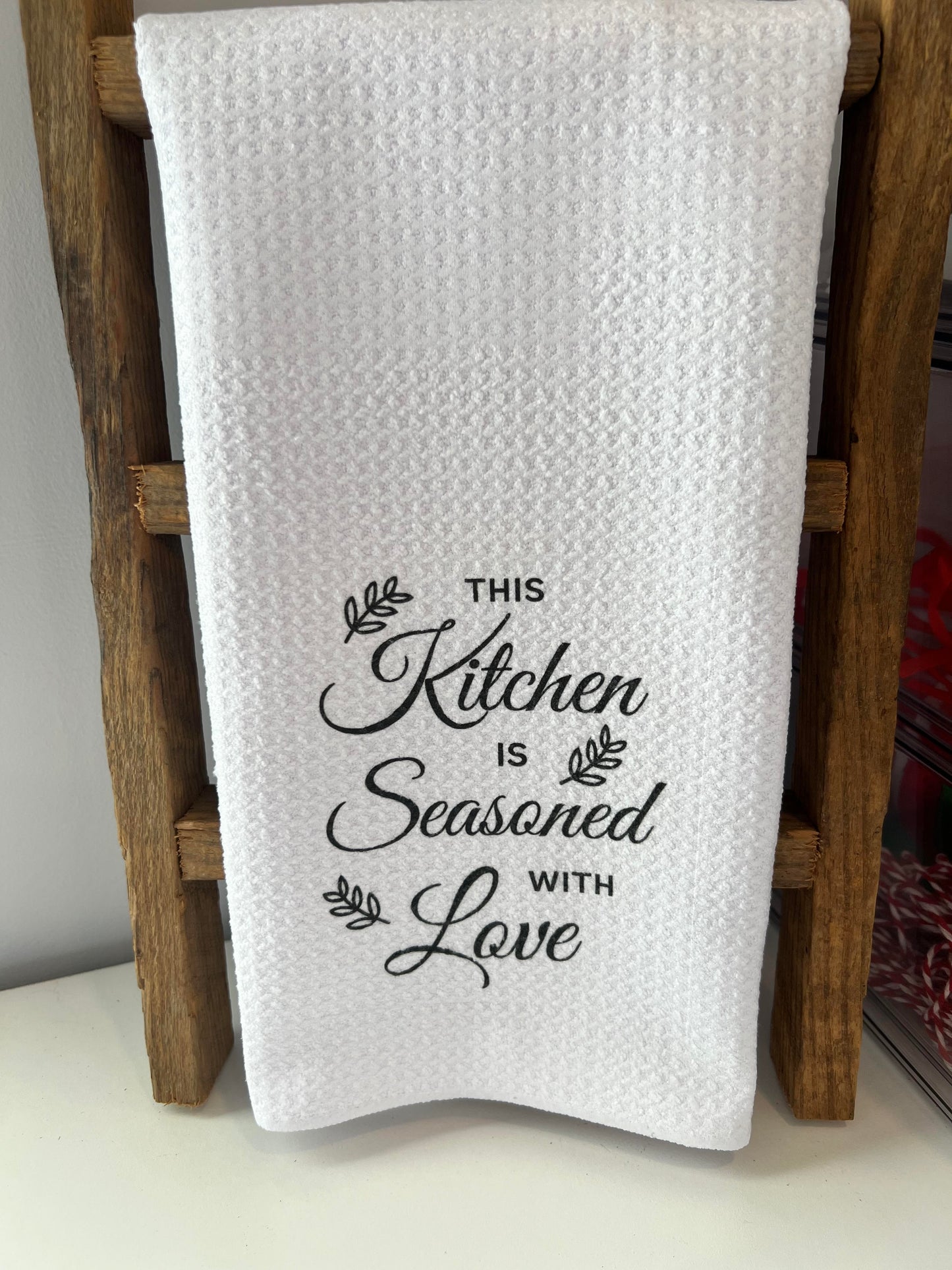 This Kitchen is seasoned with Love Hand Towel