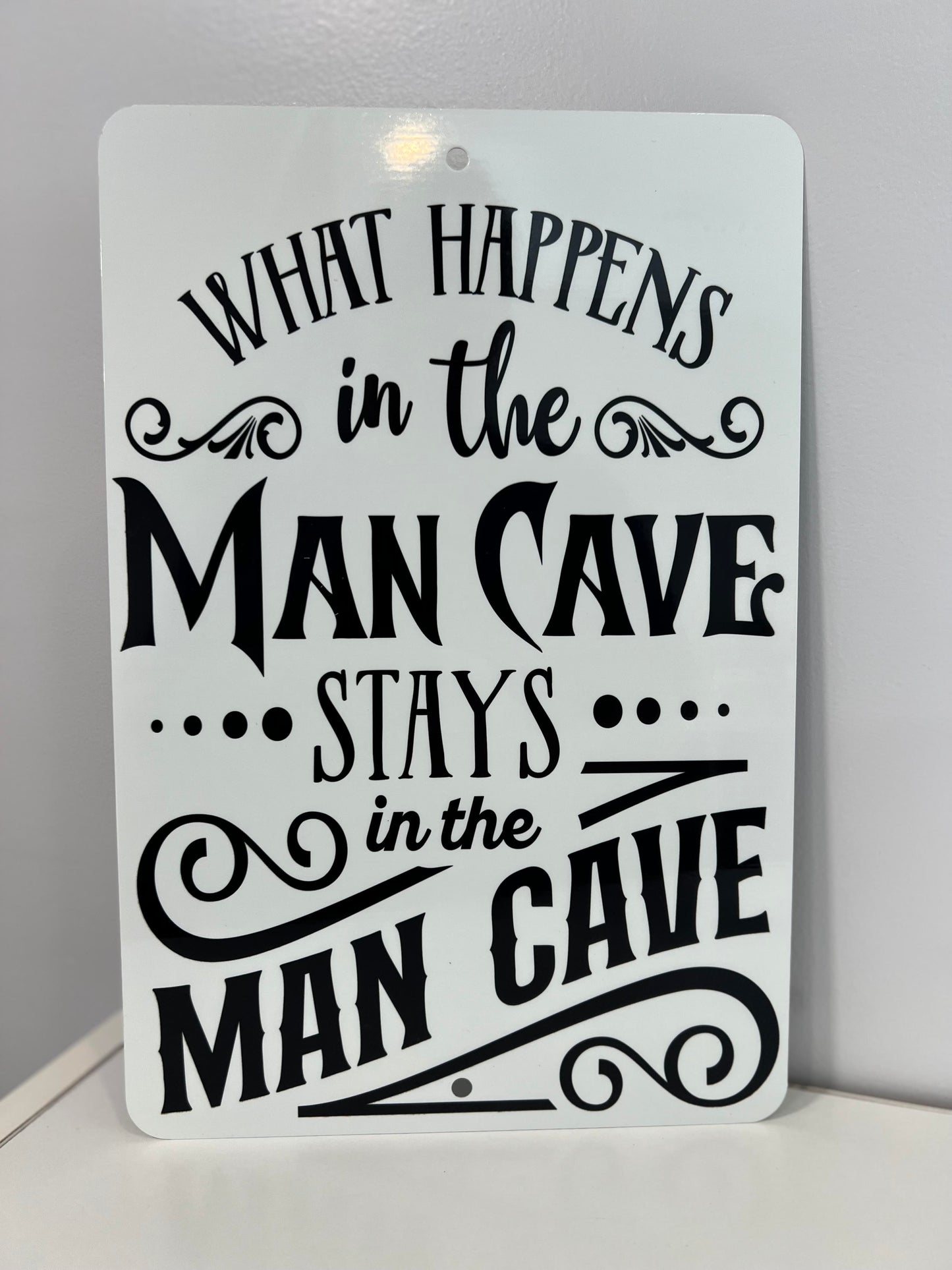What Happens In The Man Cave Metal Sign