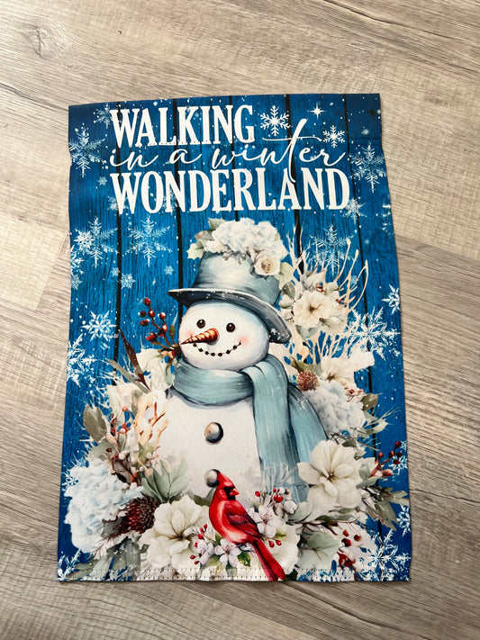 Walking in a Winter Wonderland Garden Flag