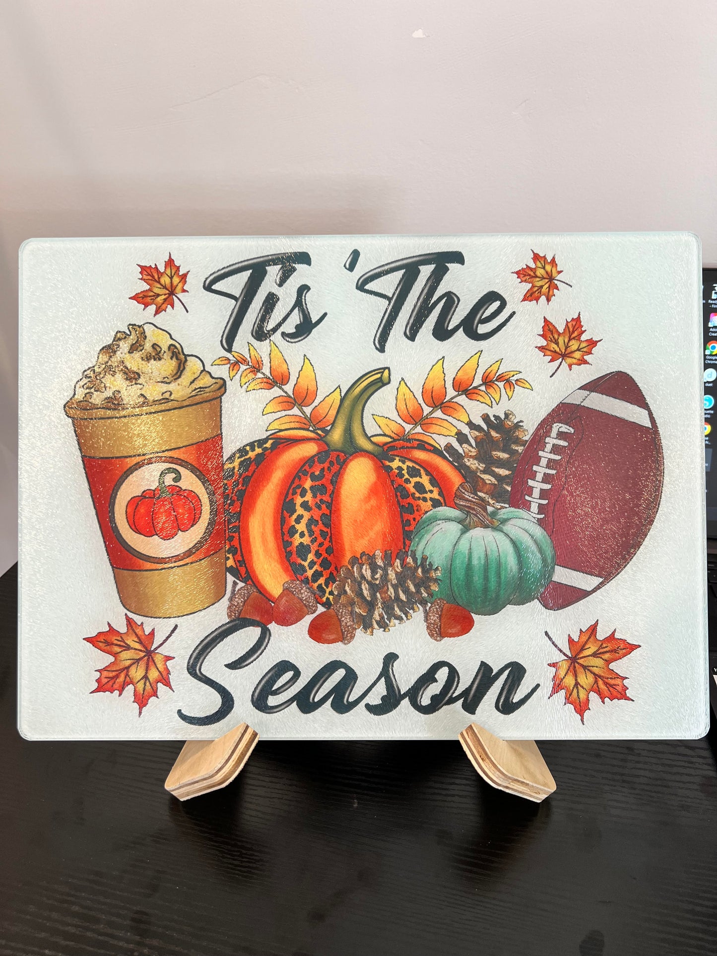 Tis The Season Glass Cutting Board