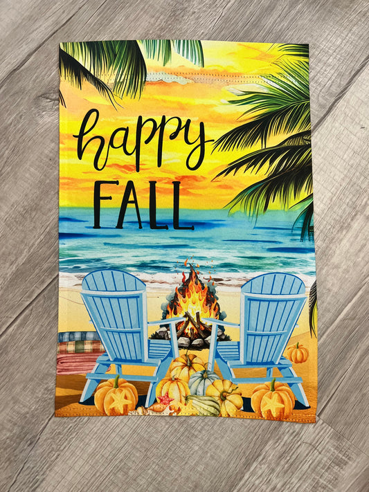 Beach Happy Fall Garden Flag