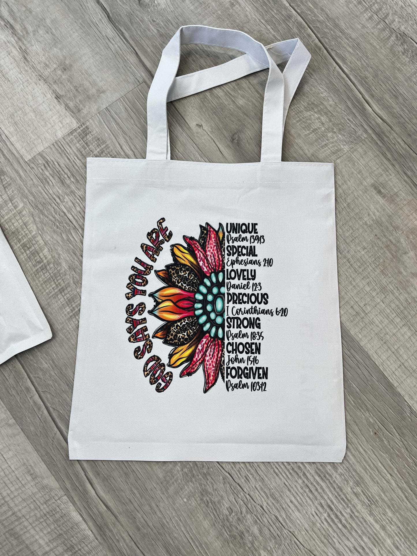 God Says You Are Verses Tote Bag