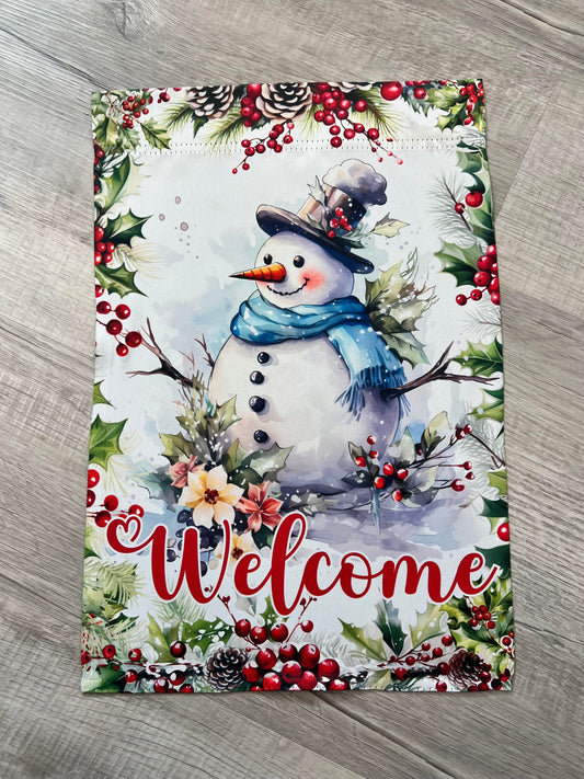 Snowman Welcome Garden Flag