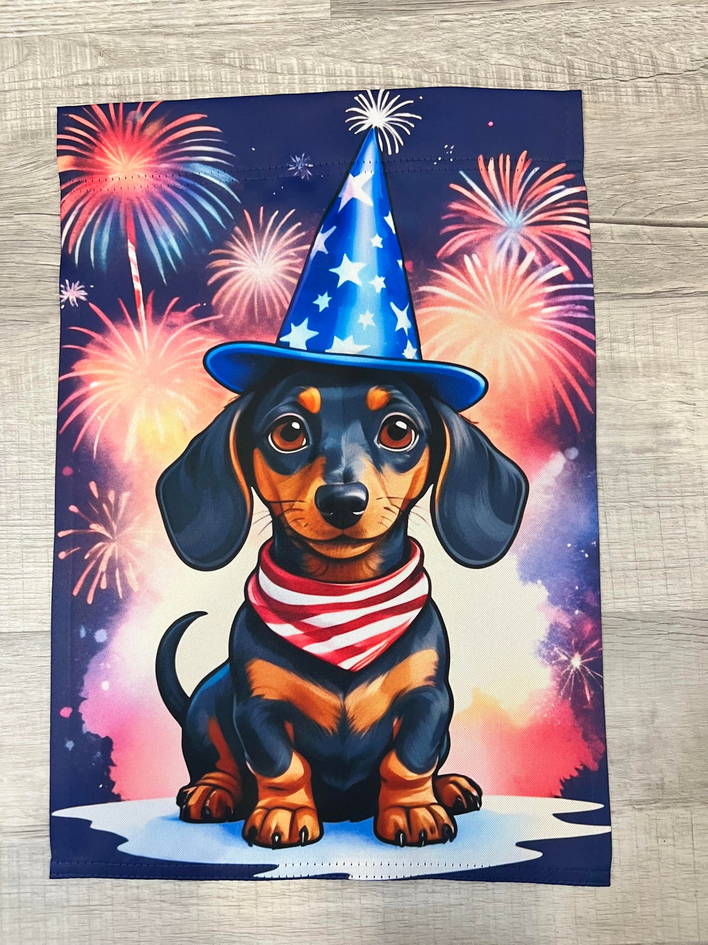 Fourth of July Dachshund Garden Flag