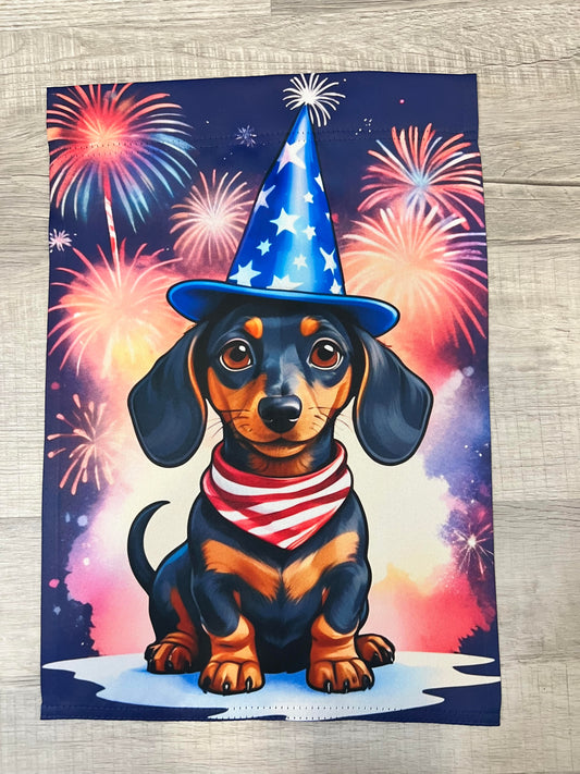 Fourth of July Dachshund Garden Flag