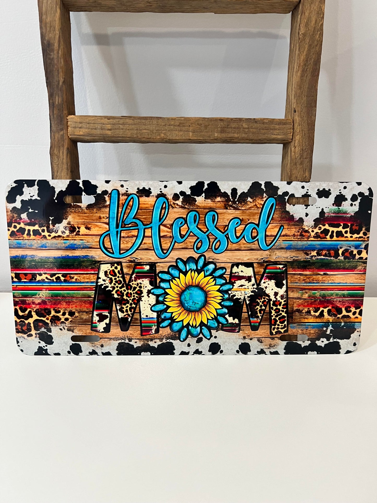 Blessed Mom Sunflower License Plate