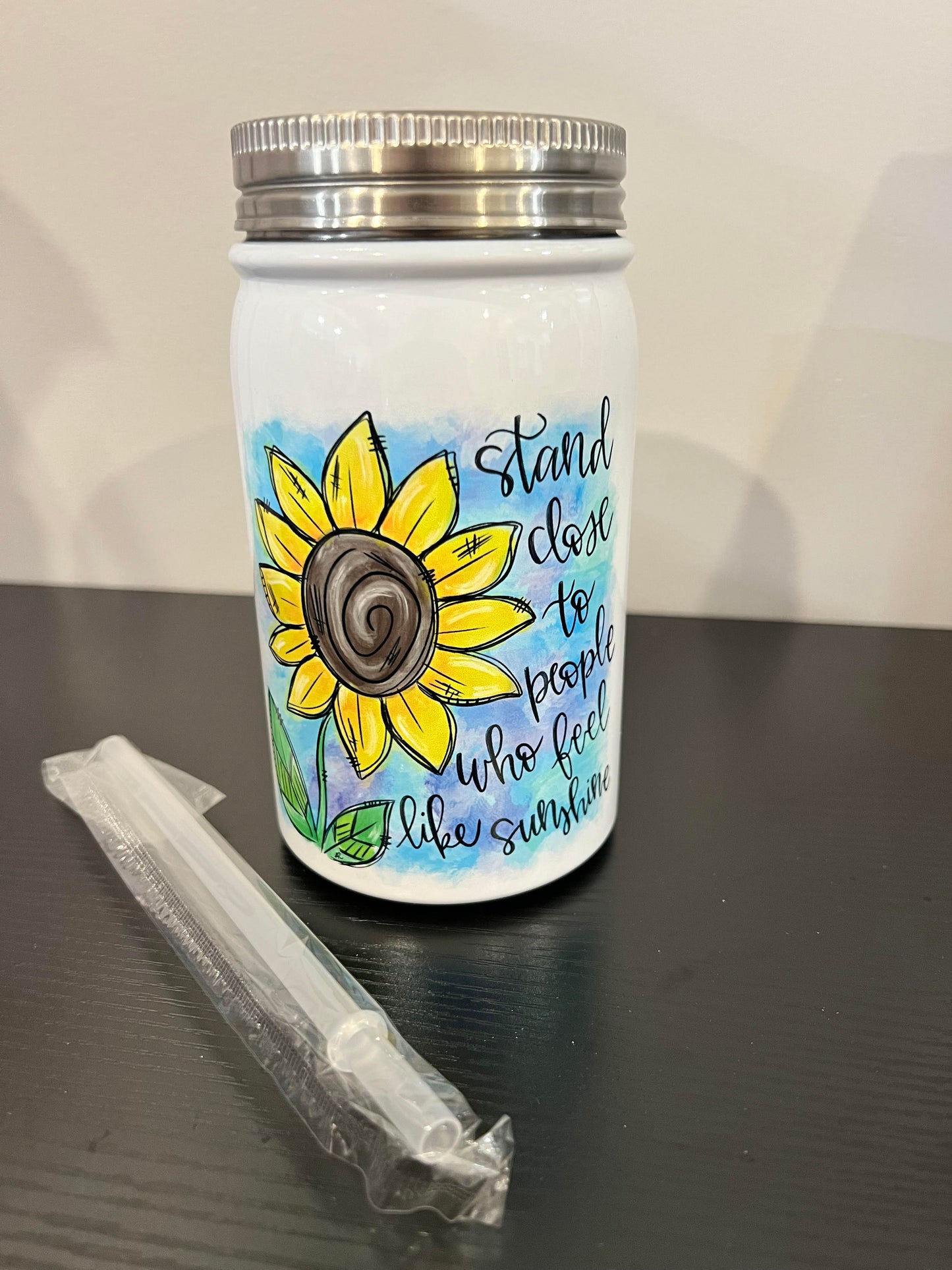 Sunflower Mason Jar Cup