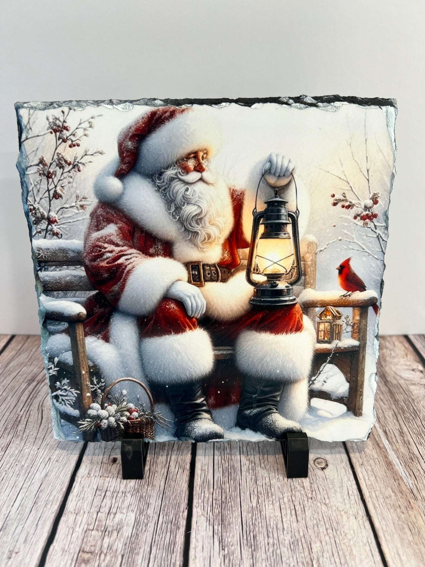Santa with lantern Rock Slate