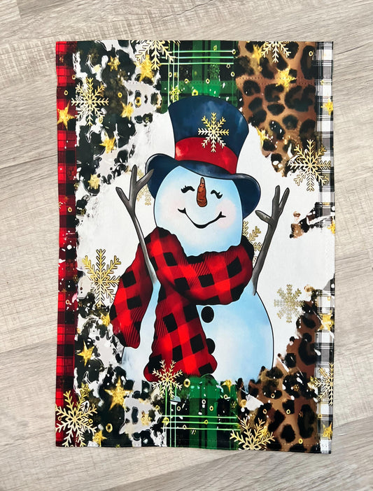 Snowman with Red Scarf Garden Flag