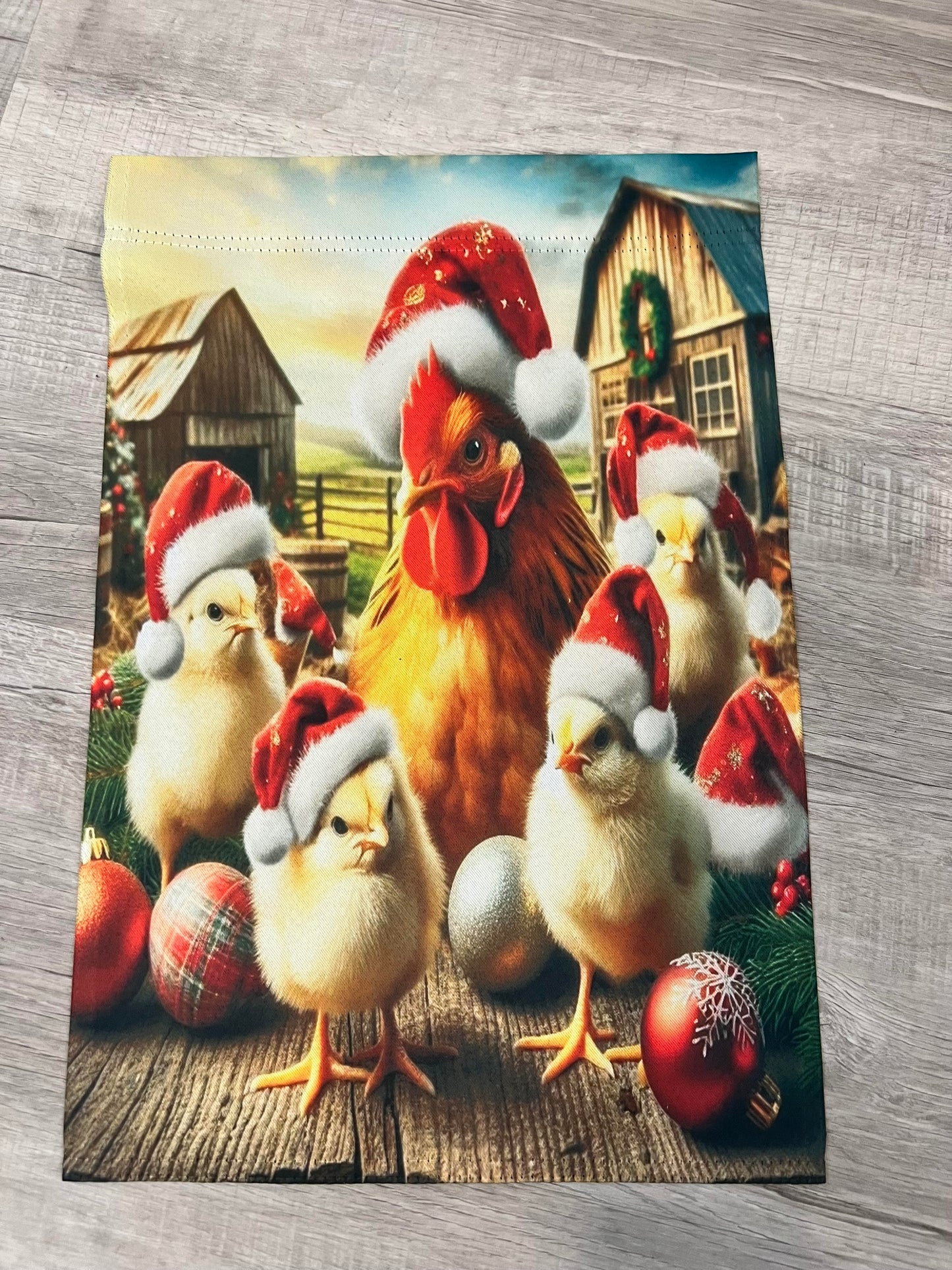 Chicken Christmas Garden Flag