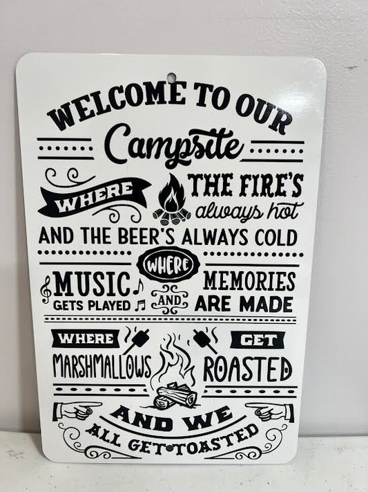 Welcome to our Campsite Metal Sign