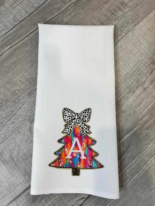 Christmas Tree w/initial Hand Towel