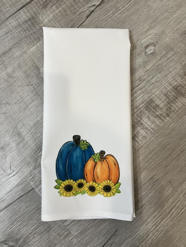 Pumpkins w/sunflowers Hand Towel