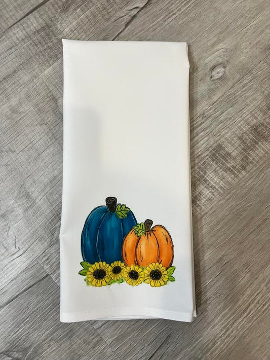 Pumpkins w/sunflowers Hand Towel