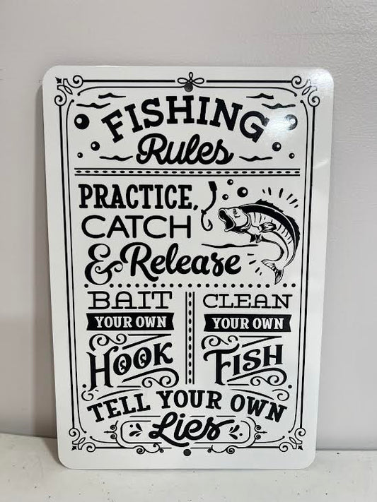 Fishing Rules Metal Sign