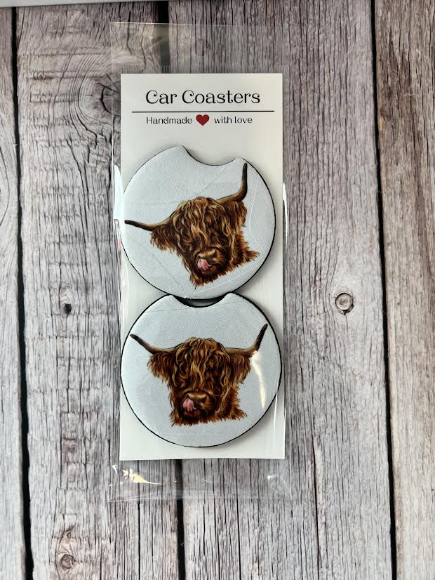 Highland Cow Car Coasters