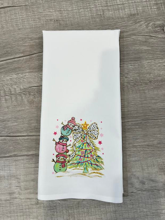 Snowman Christmas Tree Hand Towel