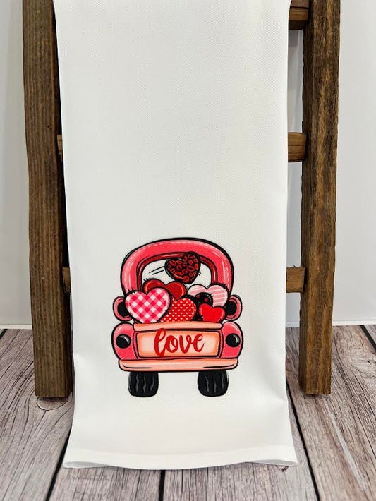 Love Pink Truck Hand Towel