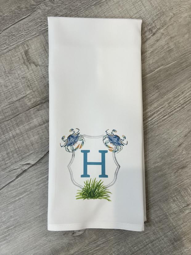 Blue Crab w/initials Hand Towel